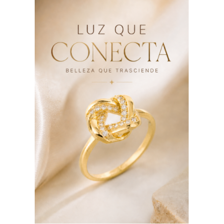 Anillo Nudo de Amor Oro 18k con Circonitas