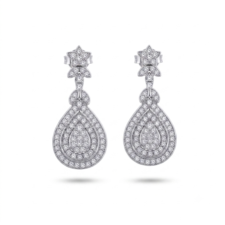 Pendientes Plata de Ley 925 con Circonitas Blancas Art Déco