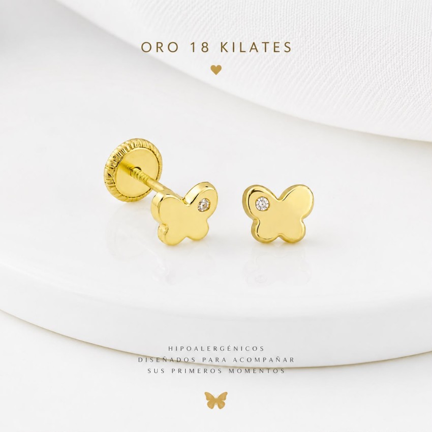 Pendientes Mariposa Oro 18 Kilates...