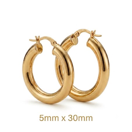 Aros Oro 18 Kilates de Tubo 5x30mm
