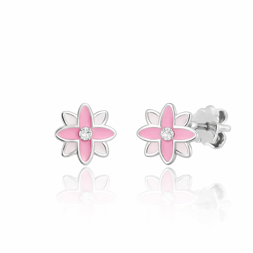 Pendientes Flor Rosa Plata 925 con...