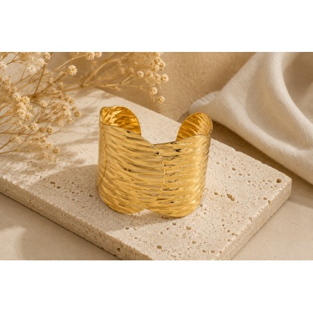 Brazalete XL Acero Inoxidable Dorado Floral