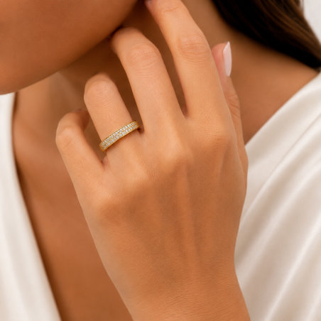 Anillo Pavé Completo Baño de Oro 18k sobre Plata 925