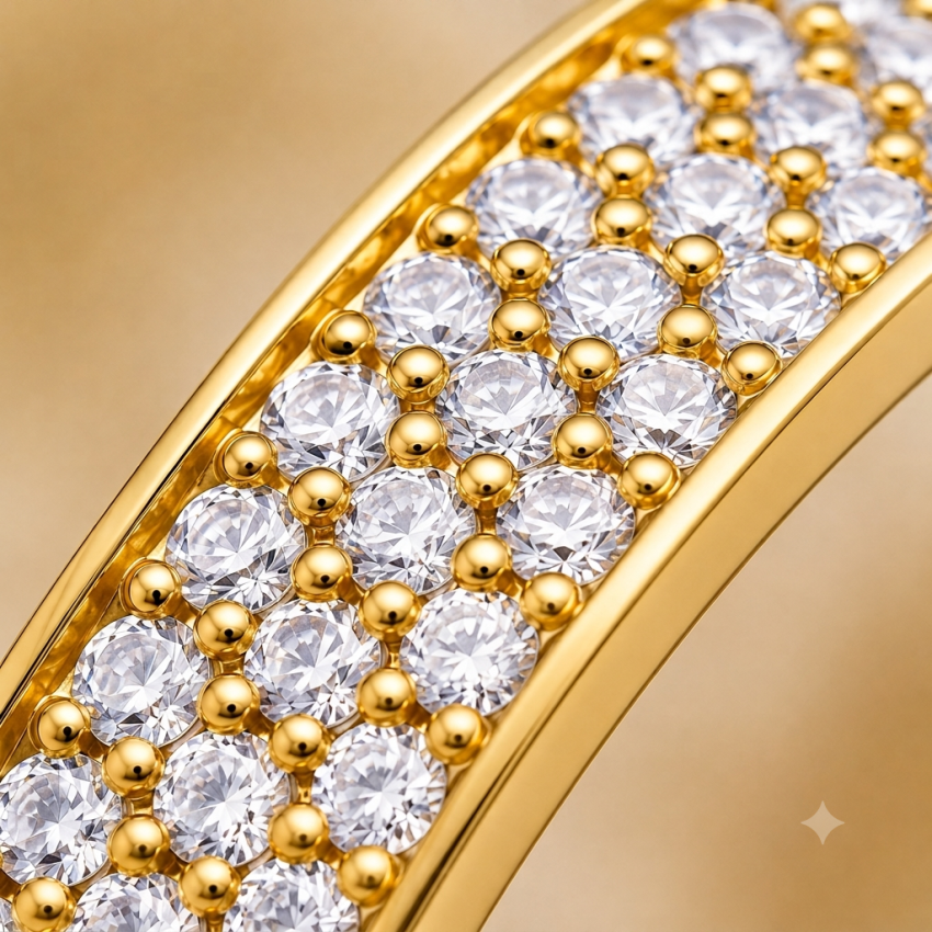 Anillo Pavé Completo Baño de Oro 18k...
