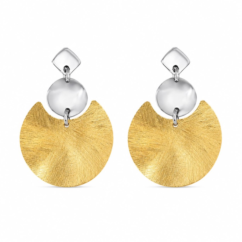 Pendientes Disco Texturizado Bicolor...