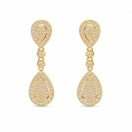 Pendientes Plata de Ley 925 con Circonitas Lágrima 38mm