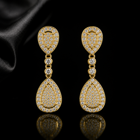 Pendientes Plata de Ley 925 con Circonitas Lágrima 38mm