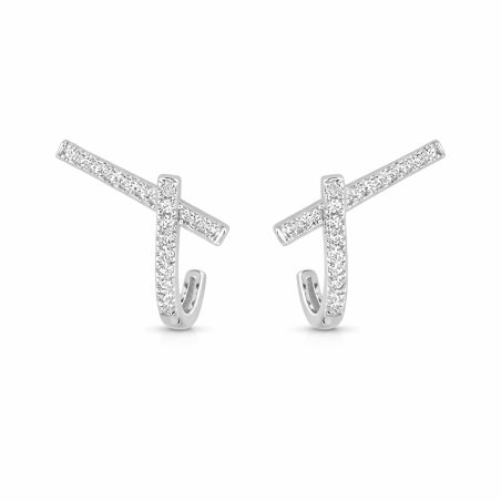 Pendientes Plata de Ley Barra y Aro con Circonitas