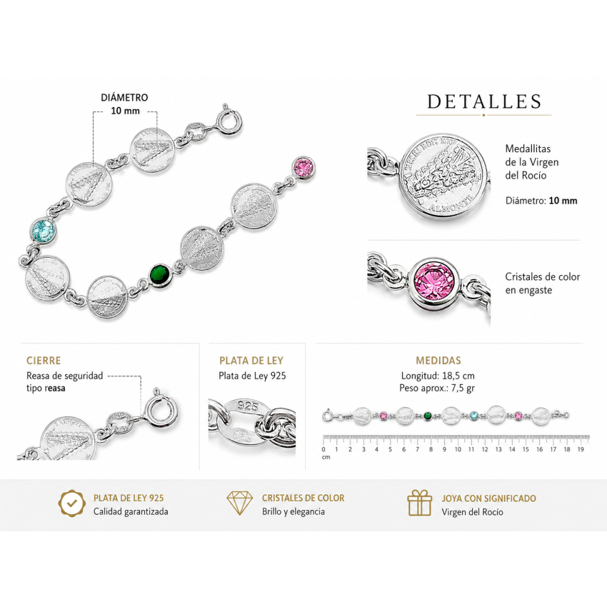 Pulsera Plata de Ley 925 Medallas...