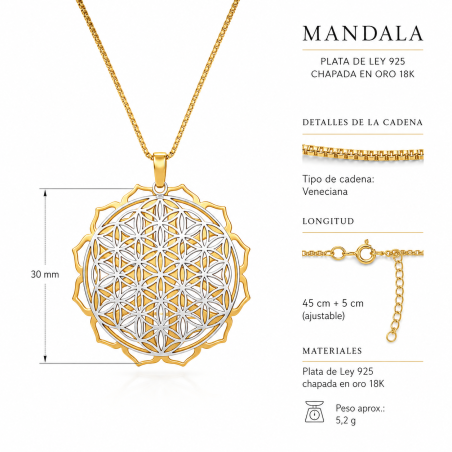 Gargantilla Mandala Plata de Ley 925 | Colgante 32
