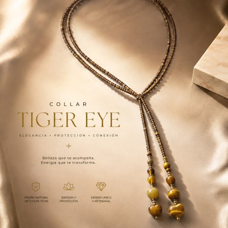 Collar Ojo de Tigre Plata de Ley 925 Largo 120cm