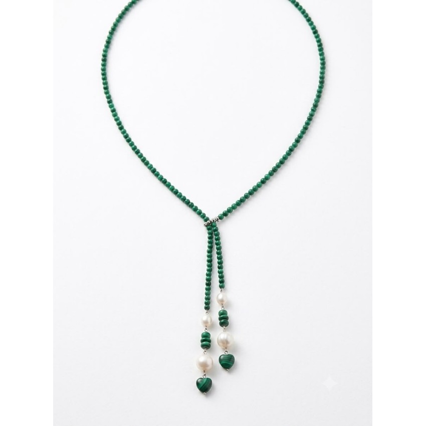 Collar Malaquita Plata de Ley 925...
