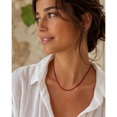 Collar Coral Bambú y plata de 925mm