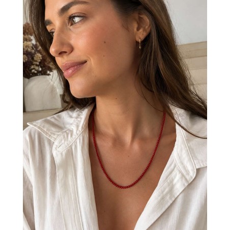 Collar Coral Bambú y plata de 925mm