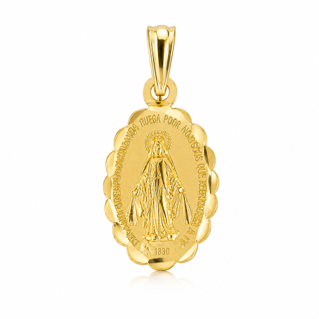 Colgante Oro 18kt Virgen Milagrosa - Medalla 15x10 mm