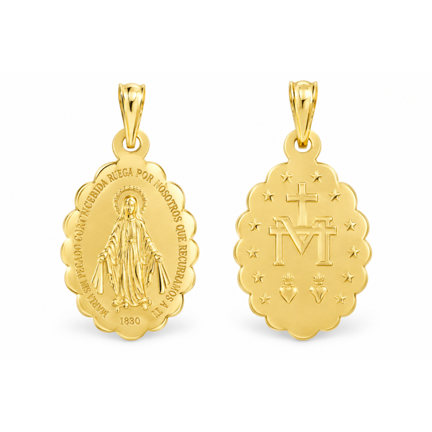 Colgante Oro 18kt Virgen Milagrosa -...
