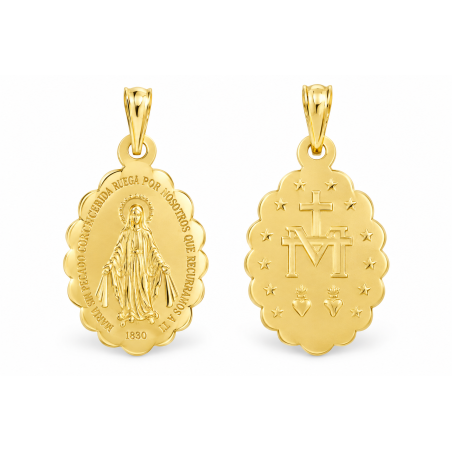 Colgante Oro 18kt Virgen Milagrosa - Medalla 15x10 mm