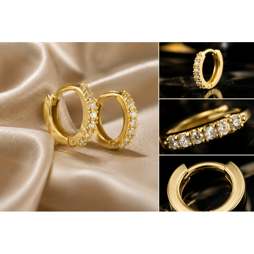 Aros de Oro 18kt con Circonitas | Ø...