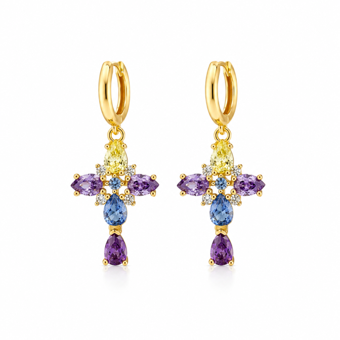 Aretes Colgantes de Cruz...