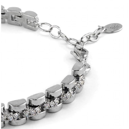 Pulsera de Plata de Ley 925 con Circonitas y Eslabones Panter