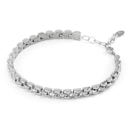 Pulsera de Plata de Ley 925 con Circonitas y Eslabones Panter