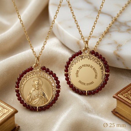 Gargantilla de Plata de Ley  Chapada en Oro de 18Kt| Corazón de Jesús