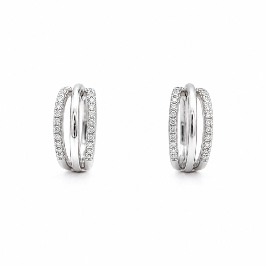 Aros Triples Plata de Ley 925 con...