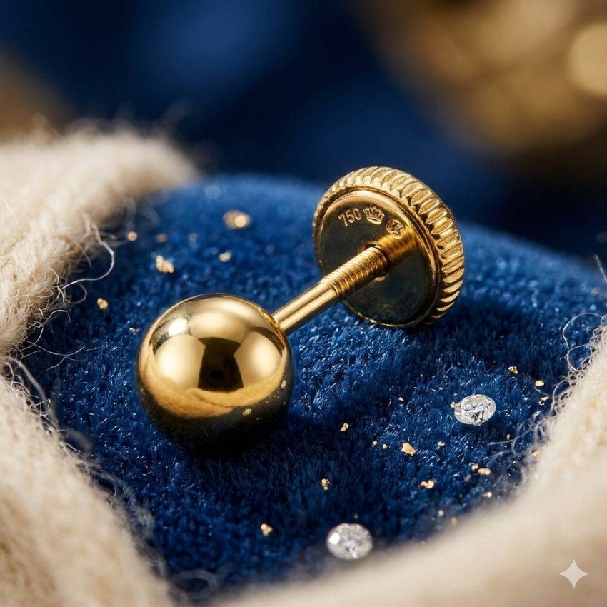 Pendientes Bola Oro 18k 4mm Cierre...