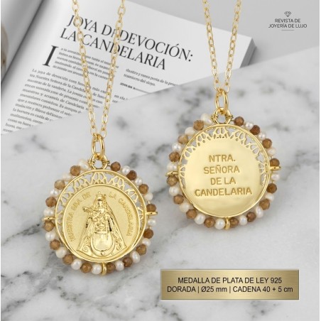 Gargantilla Virgen de la Candelaria Plata 925 con Perla Cultivada