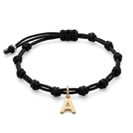 Pulsera Inicial Oro 18 Kilates y Macrame