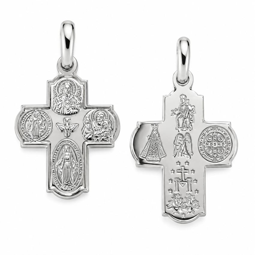 Cruz de la 4 Devociones en Plata de...