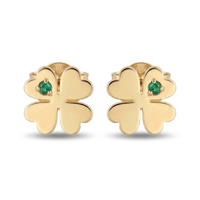 Pendientes Oro 18k Trébol...