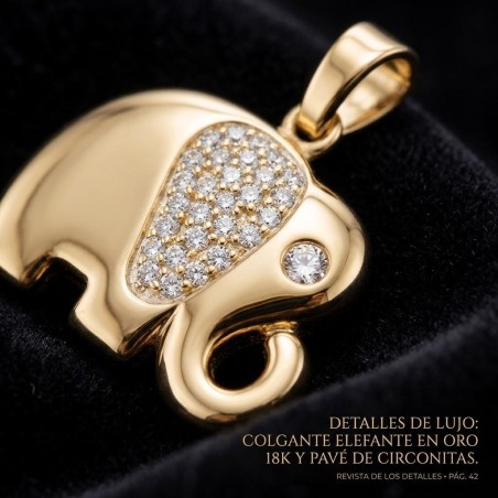Colgante Elefante Oro 18k con Circonitas 10x14mm