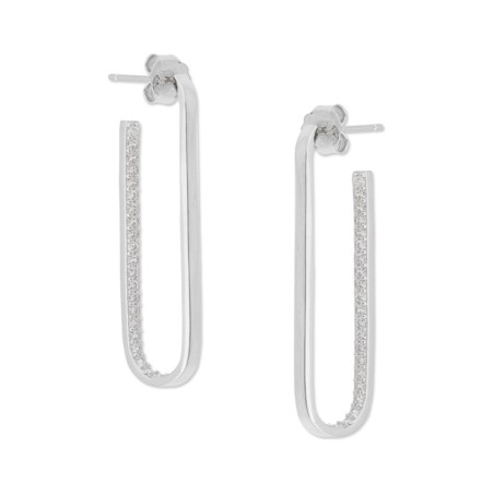 Aros Rectangulares Paperclip con Circonitas en Plata 925 Rodiada 27 mm