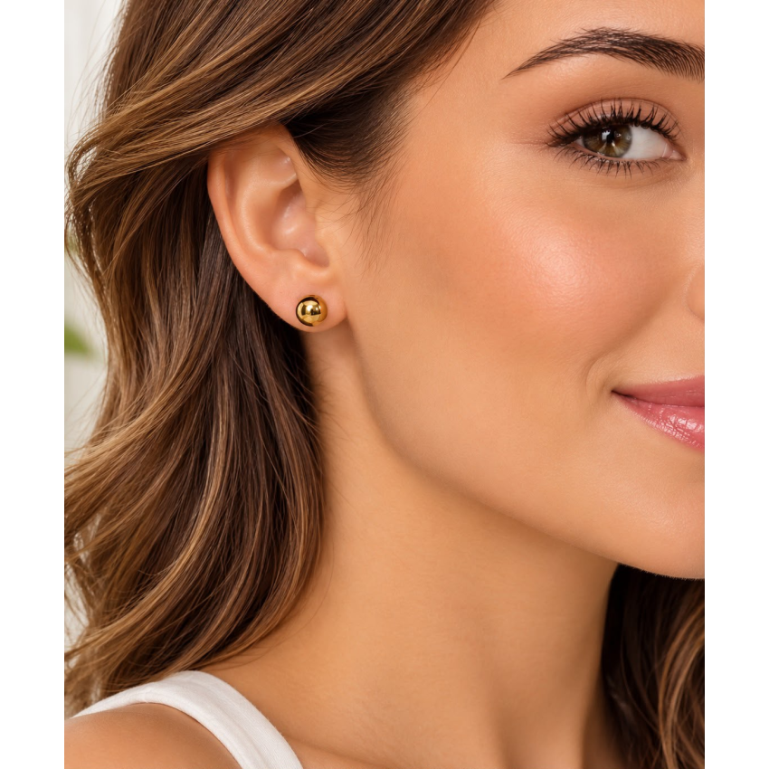 Pendientes Oro 18 Kilates Bola 8mm