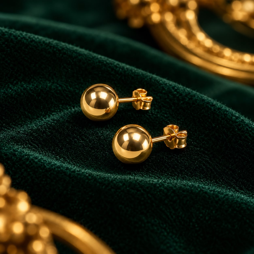 Pendientes Oro 18 Kilates Bola 8mm